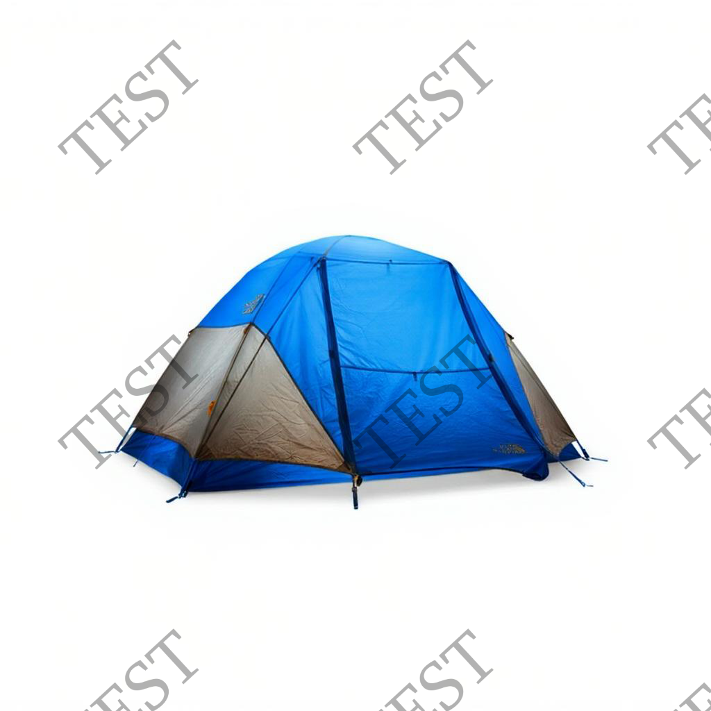Blue 2-person waterproof camping tent on white background